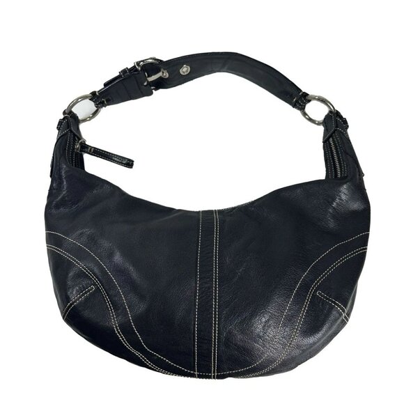 Coach Soho Hobo Bag No 10032 Black Leather Shoulder Handbag Buckle Strap - Picture 2 of 7